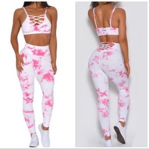 Bombshell Sportswear Sexy Back Leggings Small & Bra Medium Set Bundle, S…